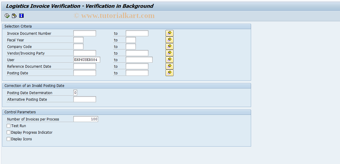 SAP TCode MRBP - Invoice Verification in Background