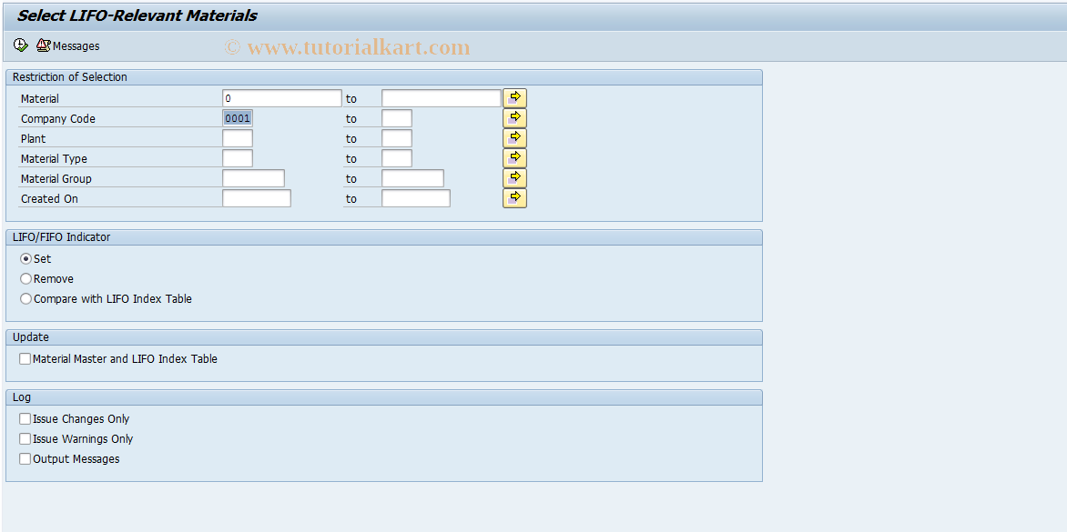 SAP TCode MRL6 - Select Materials