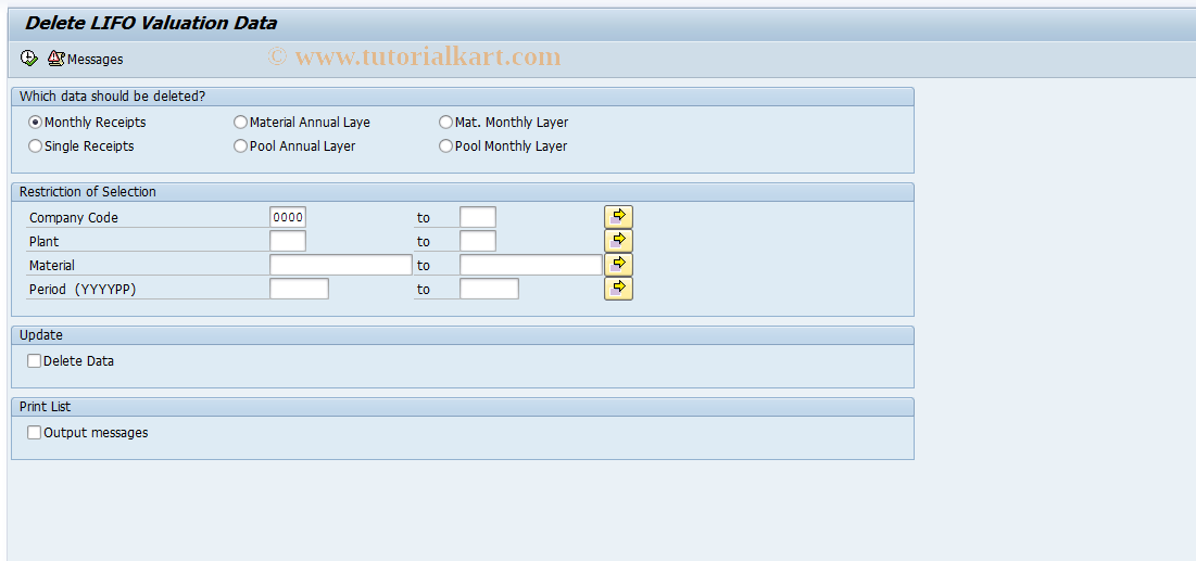 SAP TCode MRLB - Delete Layer