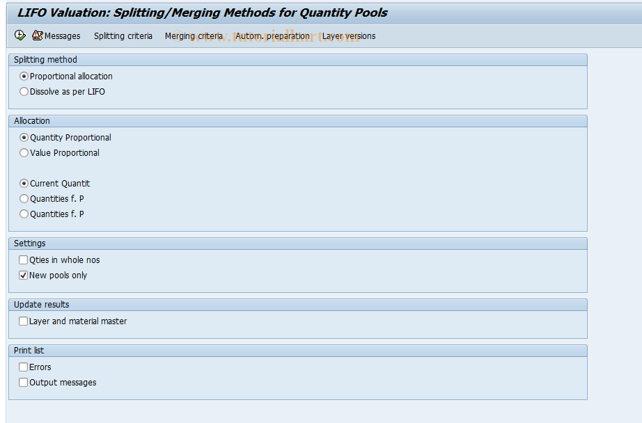 SAP TCode MRLE - Change Group Structure