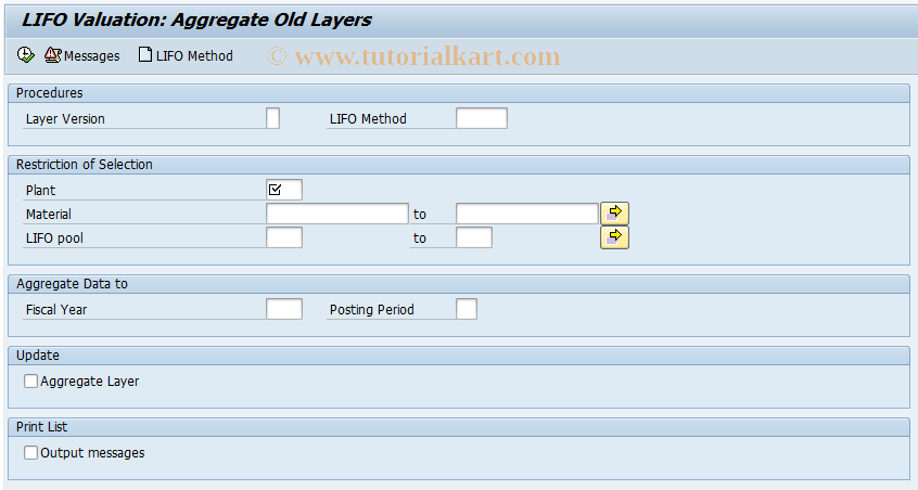 SAP TCode MRLG - Aggregate Layer