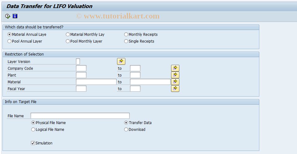 SAP TCode MRLJ - LIFO Data Transfer