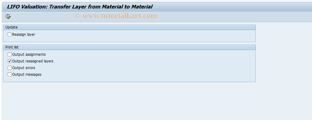 SAP TCode MRLL - LIFO: Reassign Material Layer