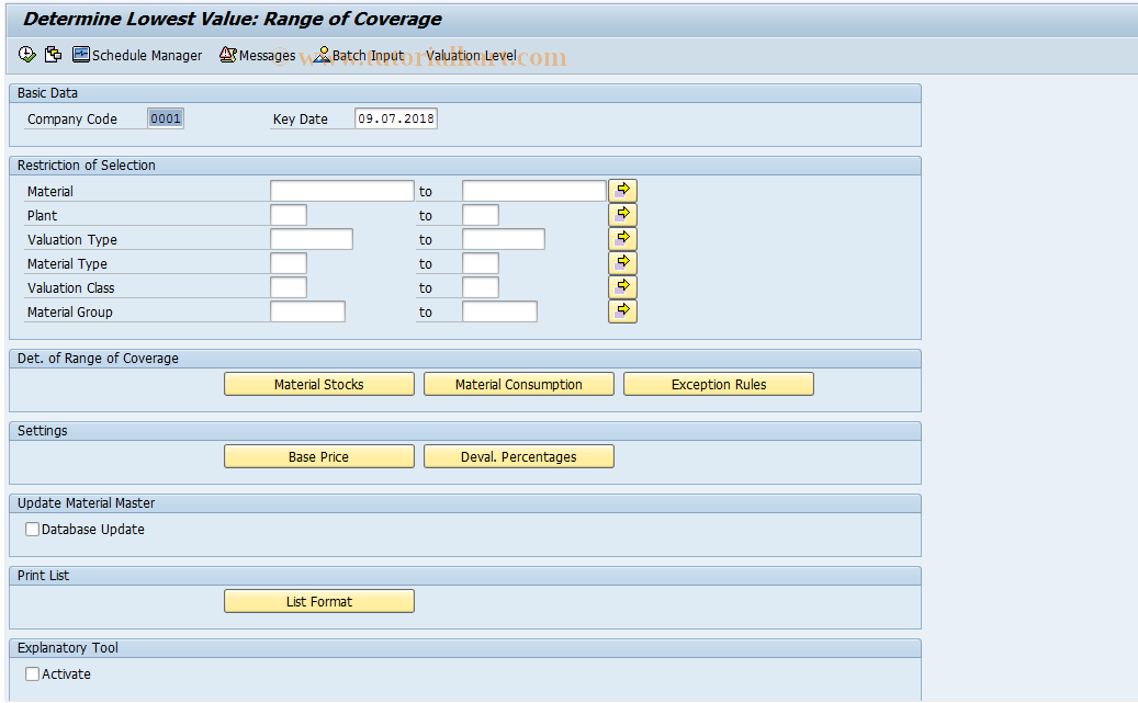 SAP TCode MRN1 - Deter. Lowest Value: Rge of Coverage