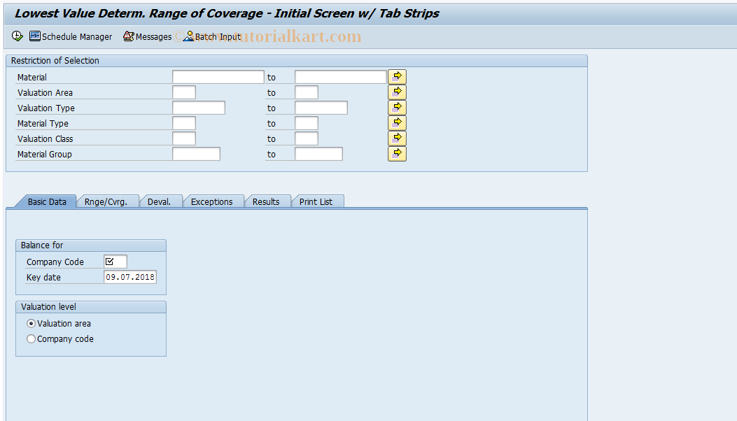 SAP TCode MRN1_TS - Determine Lowest Value: Rge of Cov.