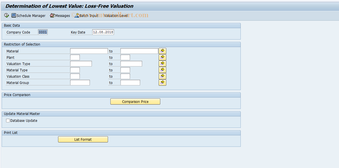 SAP TCode MRN3 - Loss-Free Valuation