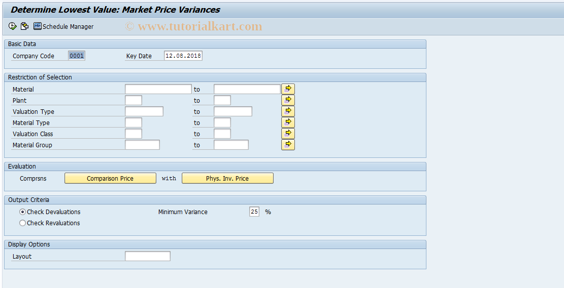 SAP TCode MRN8 - Lowest Value: Price Variances