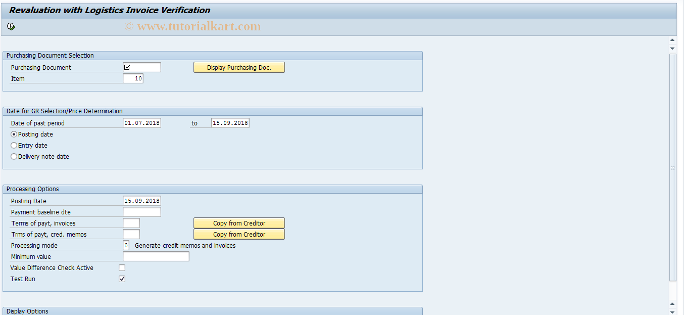 SAP TCode MRNB - Revaluation