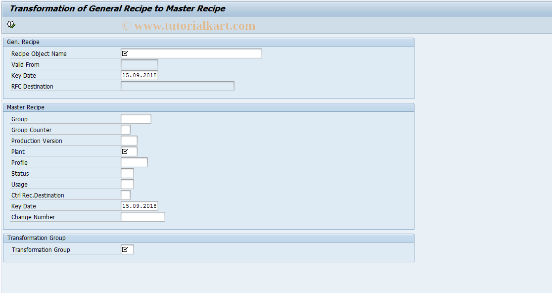 SAP TCode MRTRS_START - RMS-MRTRS : Start MR Transformation