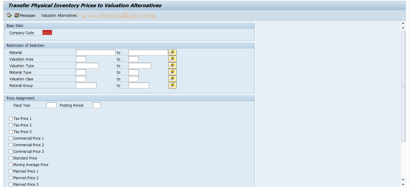 SAP TCode MRY2 - Transfer Physical Inventory Prices