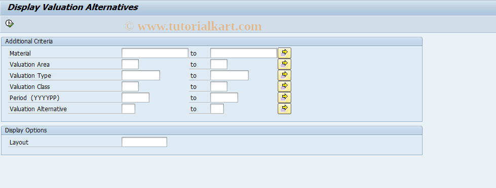 SAP TCode MRY3 - Display Valuation Alternative