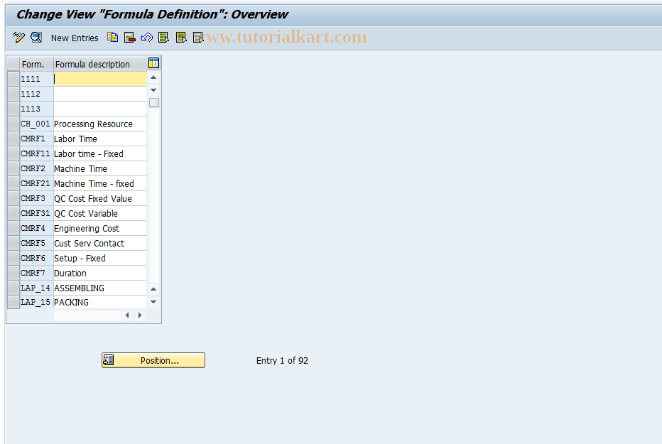 SAP TCode MR_FORM - Reconciliation: Formula