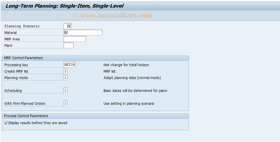 SAP TCode MS03 - Long-term plng: singl-itm, singl-lvl