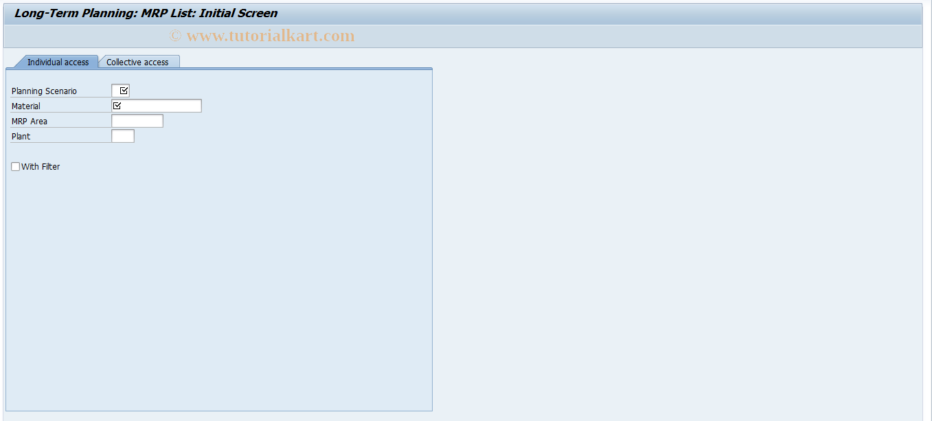 SAP TCode MS05 - Long-term planning: display MRP list