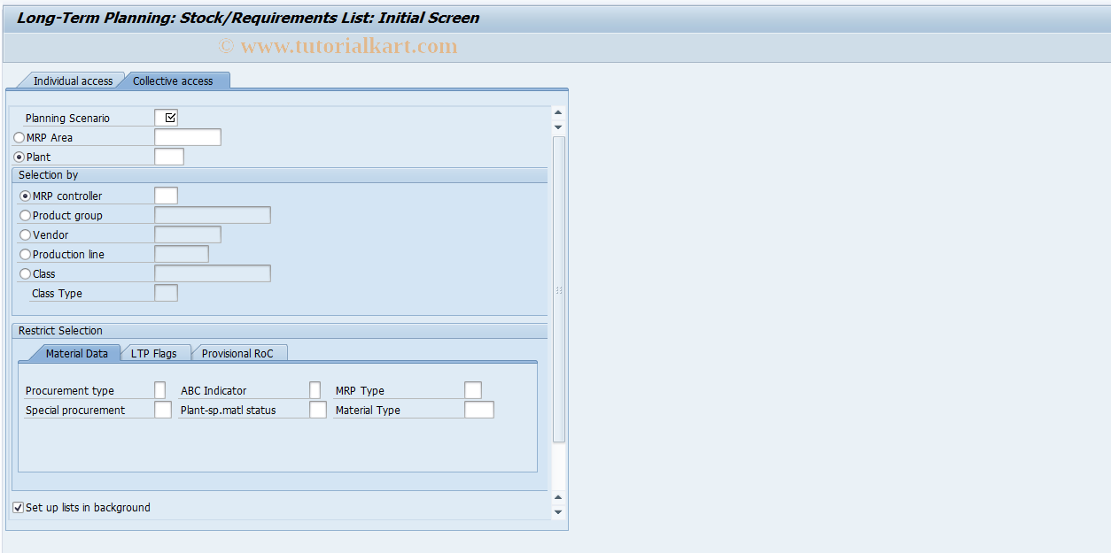 SAP TCode MS07 - Long-Term Plng: Material Overview