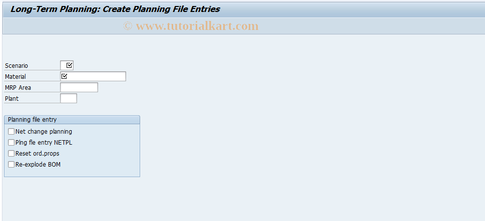 SAP TCode MS20 - Planning File Entry: Long-Term Plnng