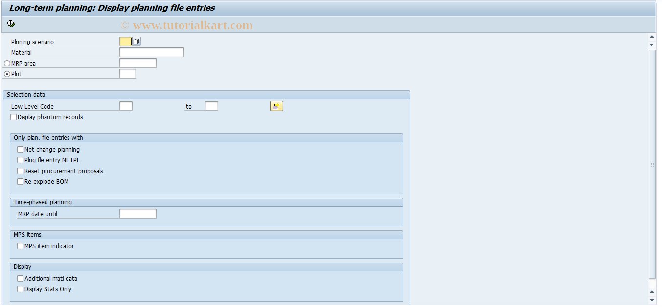 SAP TCode MS21 - Planning File Entry: Long-Term Plnng