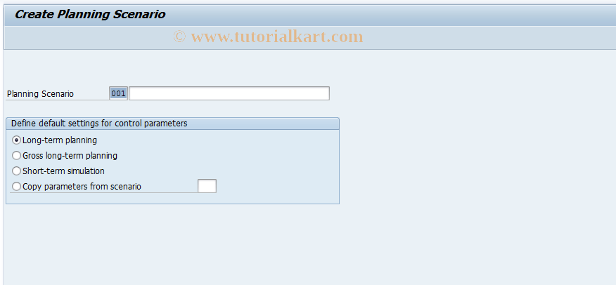 SAP TCode MS31 - Create planning scenario