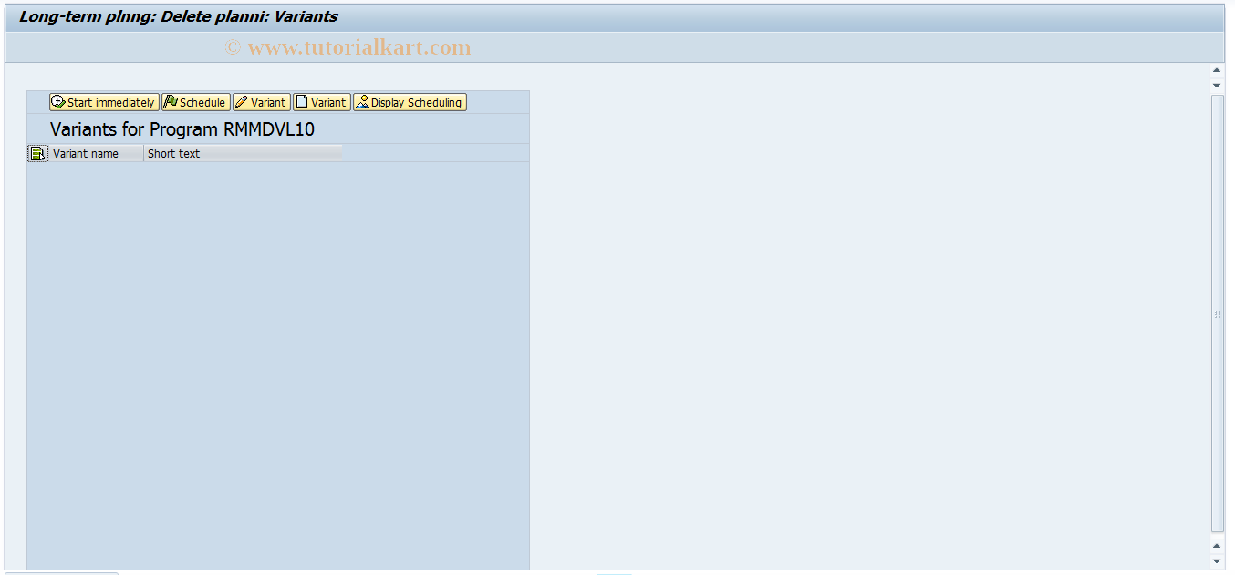 SAP TCode MSAC - LTP: delete plnng file entries BATCH