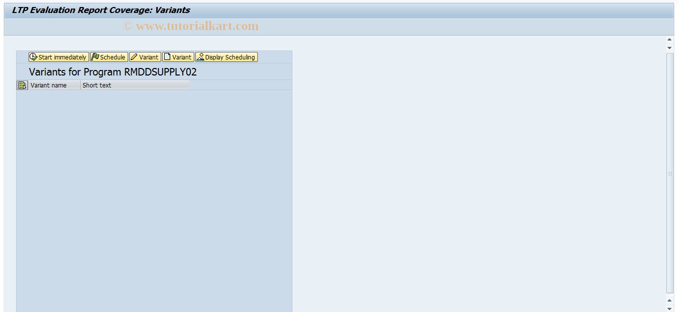 SAP TCode MSDS - LTP Evaluation Report Coverages