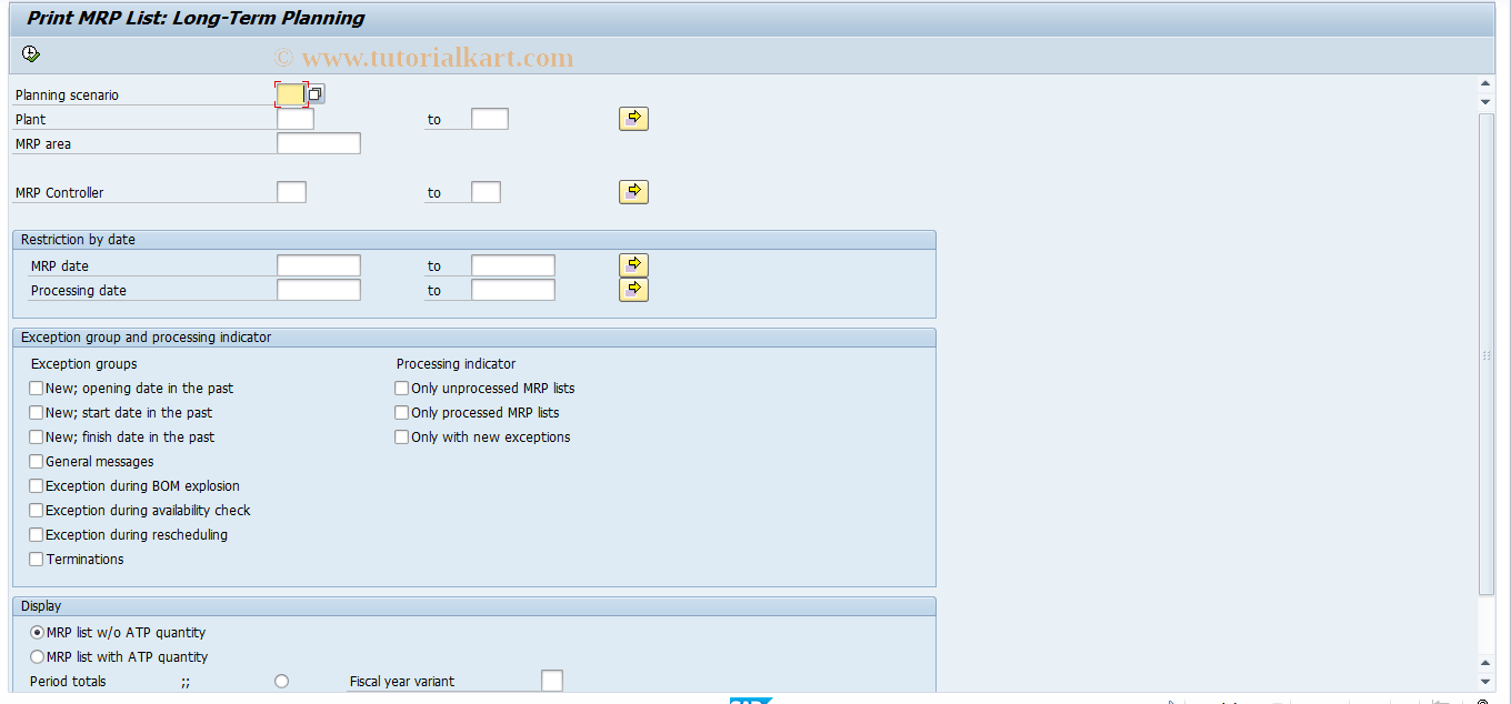 SAP TCode MSLD - Print MRP List; Long-Term Planning