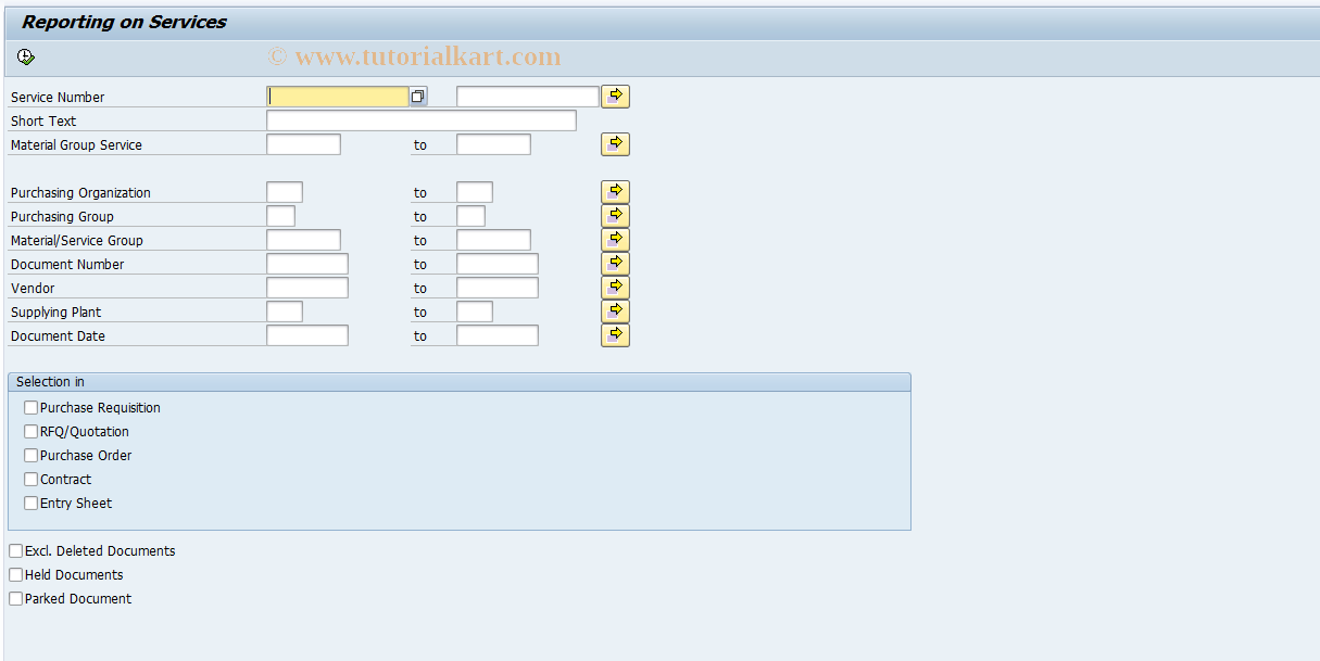 SAP TCode MSRV1 - List for Service