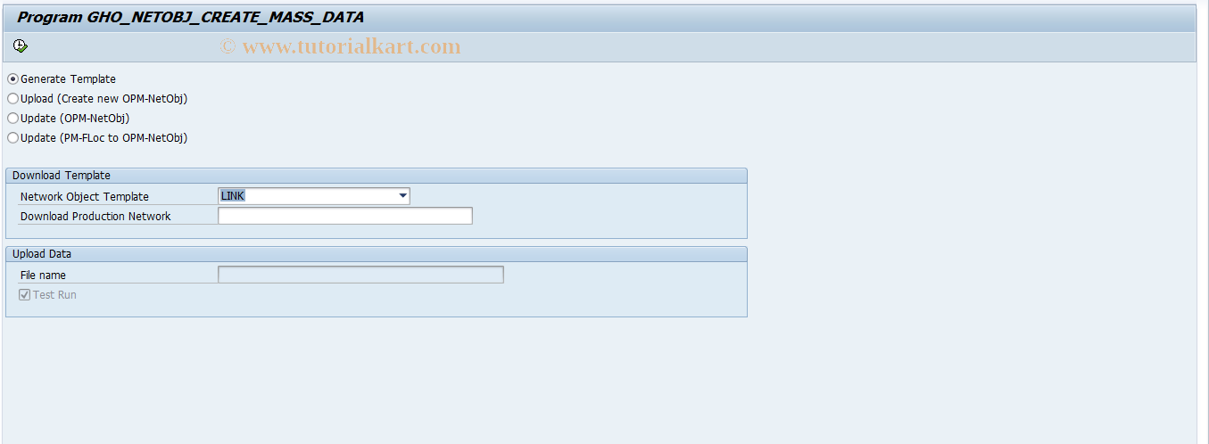 SAP TCode MU01 - Mass upload