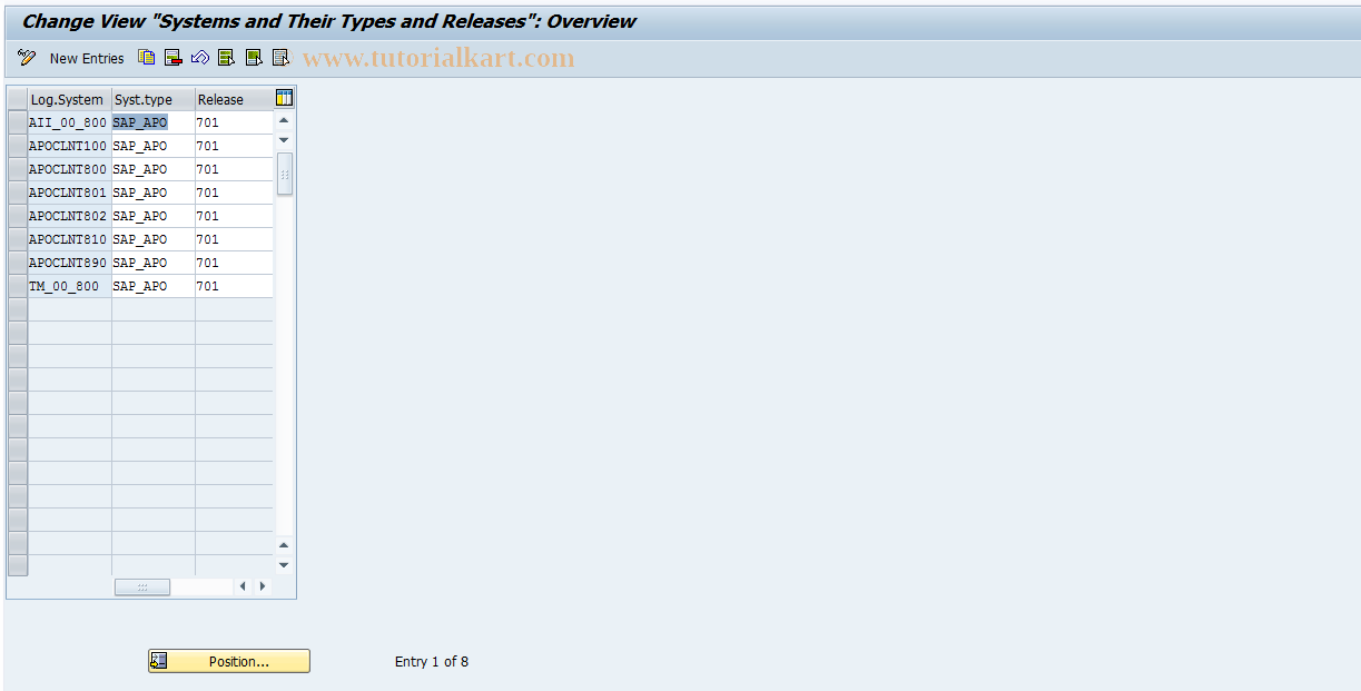 SAP TCode NDV2 - Maintain System Releases