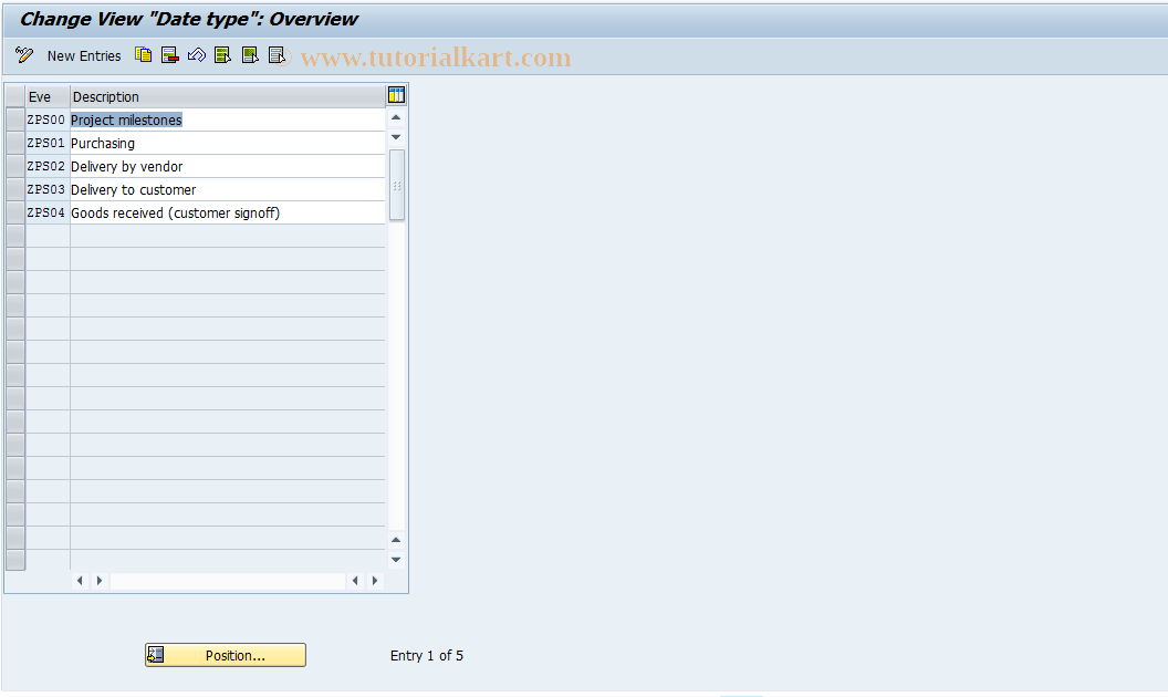 SAP TCode NWTM01 - Date type maintenance