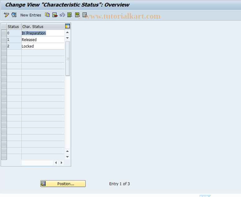 SAP TCode O041 - Customer Chars: Characteristic Statuses