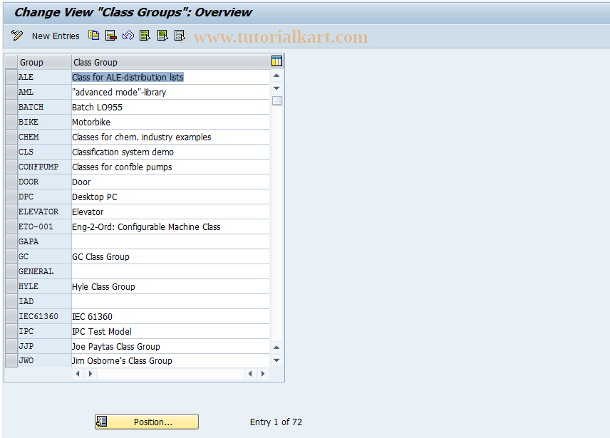 SAP TCode O043 - Customer Classes: Class Groups