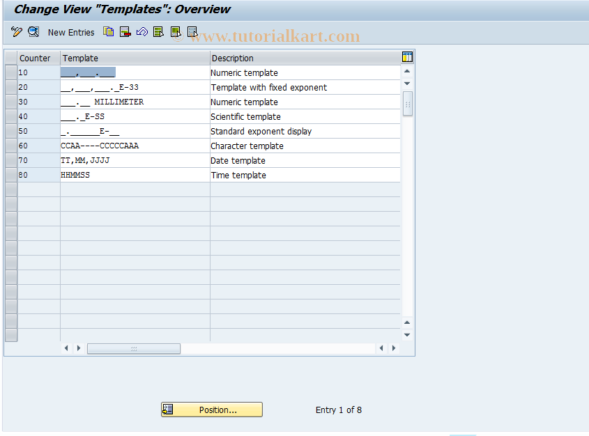 SAP TCode O045 - Customer Characteristics: Templates