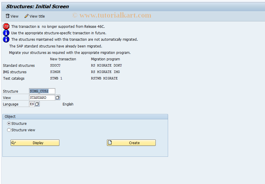 SAP TCode O050 - Customizing: General Info System