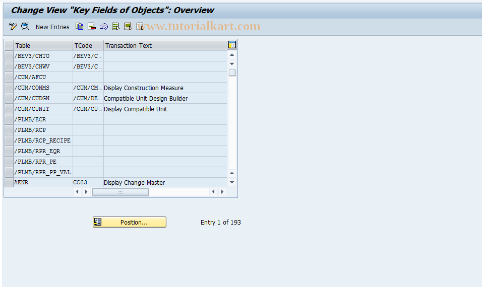 SAP TCode O12A - Maintain Object Types