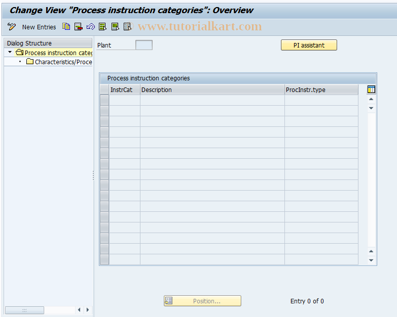 SAP TCode O12C - Assign Characteristic / Procurement Instruction Category 