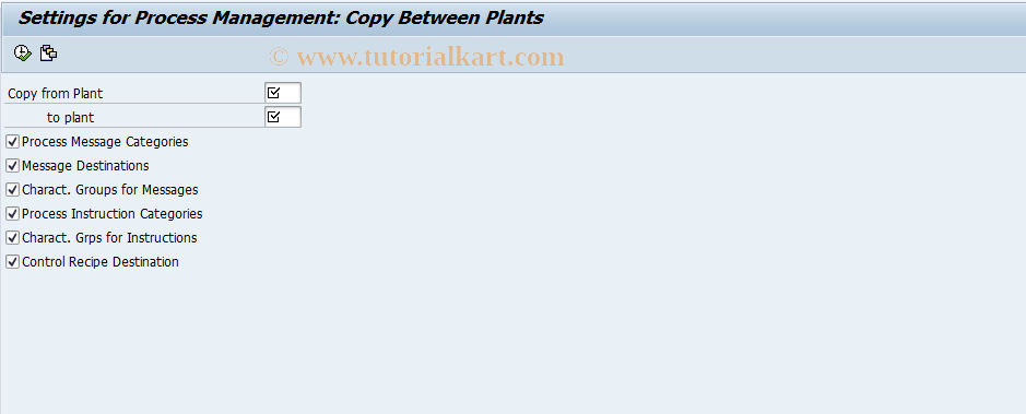 SAP TCode O20C - ProcMgmt: Copy Settings betw. Plants
