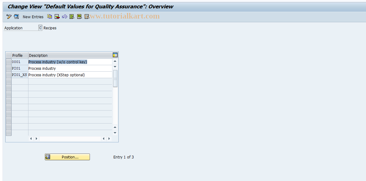 SAP TCode O285 - Master Recipe/QM Data