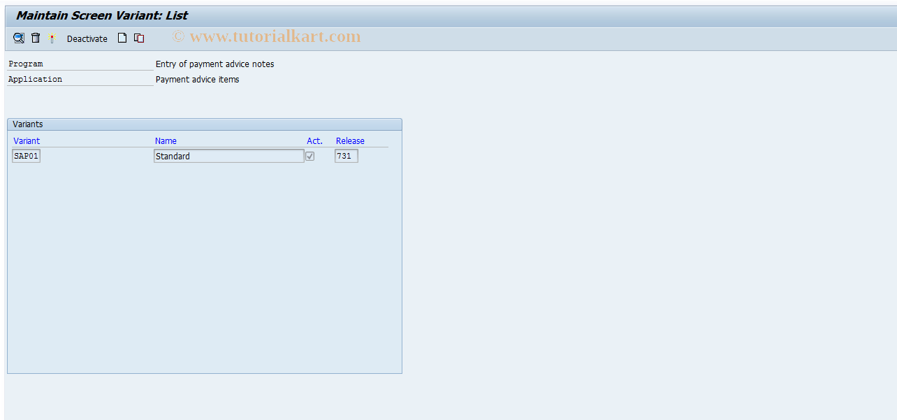 SAP TCode O7E1 - Payment advice note entry screens.