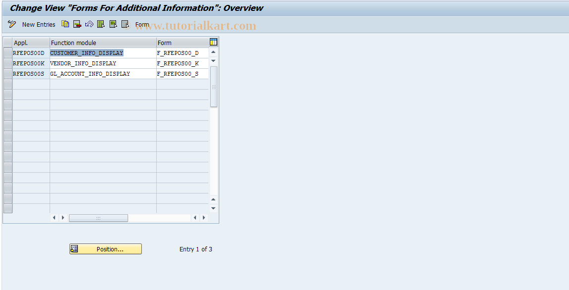 SAP TCode O7R2 - Item Display Master Record Info.