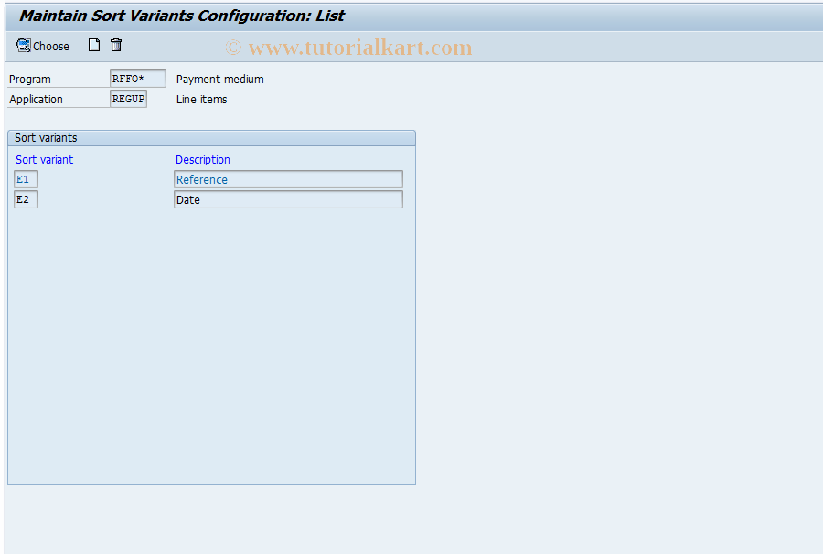 SAP TCode O7S2 - Pyt Medium Line Items Sort Variant