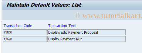 SAP TCode O7V5 - Auto.Pyt Line Item Dflt Line Layout