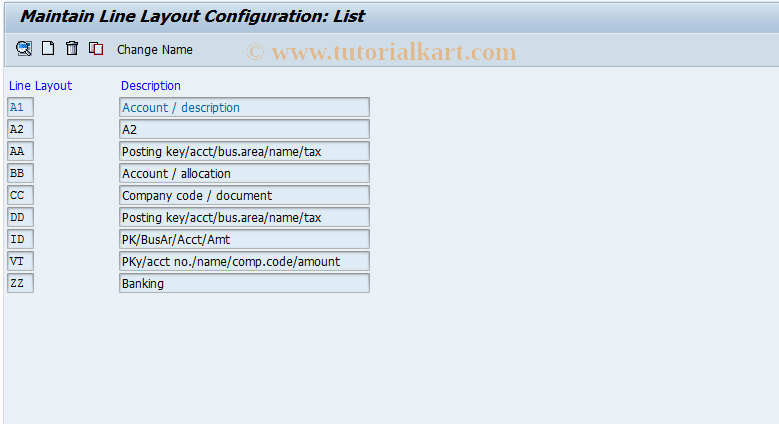 SAP TCode O7Z1 - Document Display Line Layout