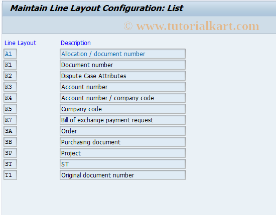 SAP TCode O7Z4D - Clearing Line Layout