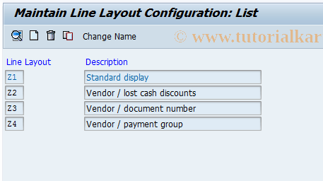 SAP TCode O7Z5 - Auto.Payment Line Layout