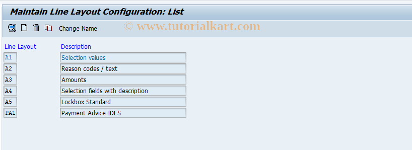 SAP TCode O7Z7 - Payment Adv.Notes Line Layout