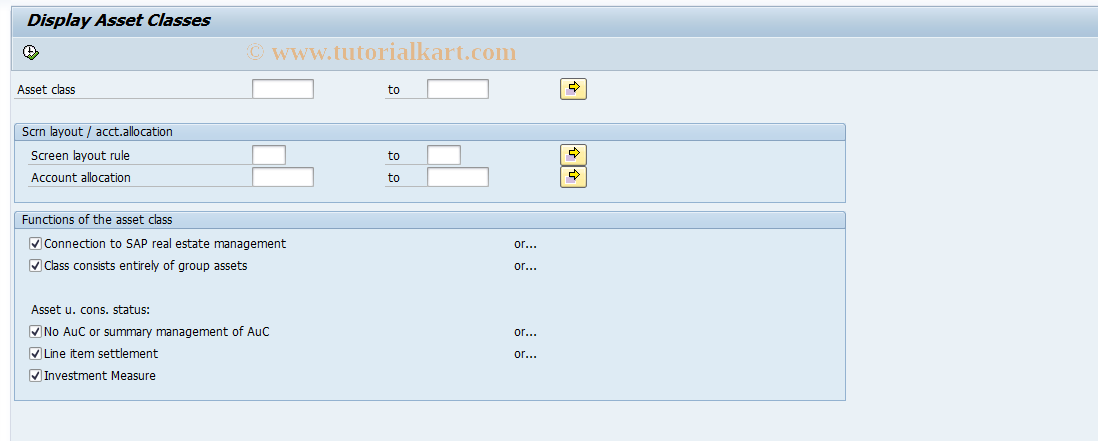 SAP TCode OA03 - C AM Asset Class Index