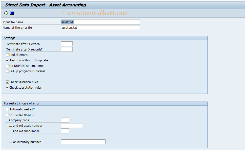 SAP TCode OA14 - Direct import of data