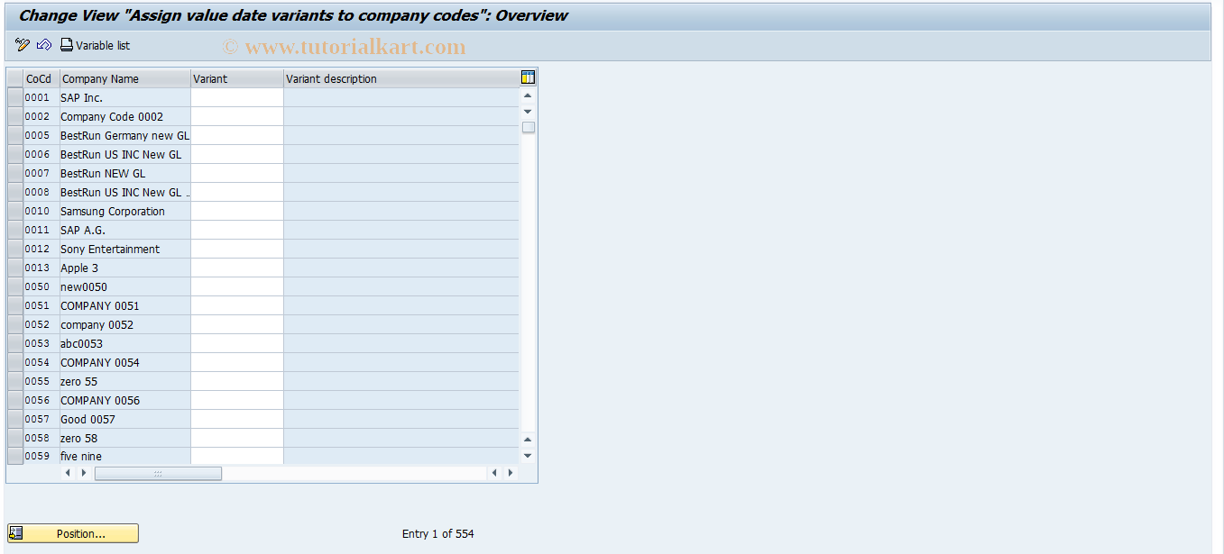 SAP TCode OA50 - Maintenance  of rules for delivery costs