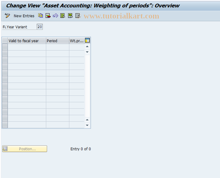 SAP TCode OA85 - C FI-AA: Weighting periods