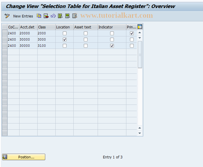 SAP TCode OA90 - AM: Asset Register